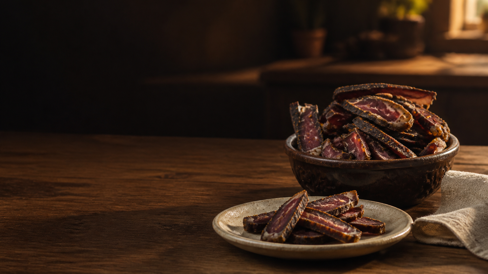 Takis biltong slices served on a plate